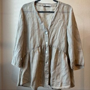 Zara Linen Long Sleeve Tunic